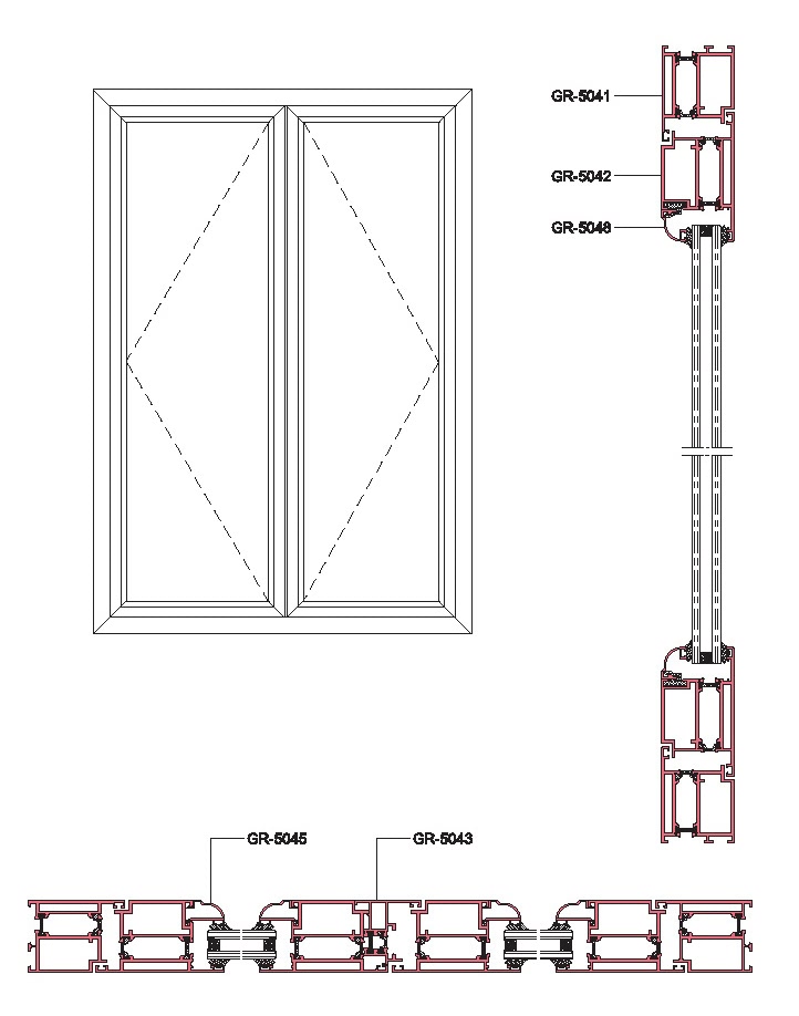 GRS0-2系列隔热外平开窗结构图