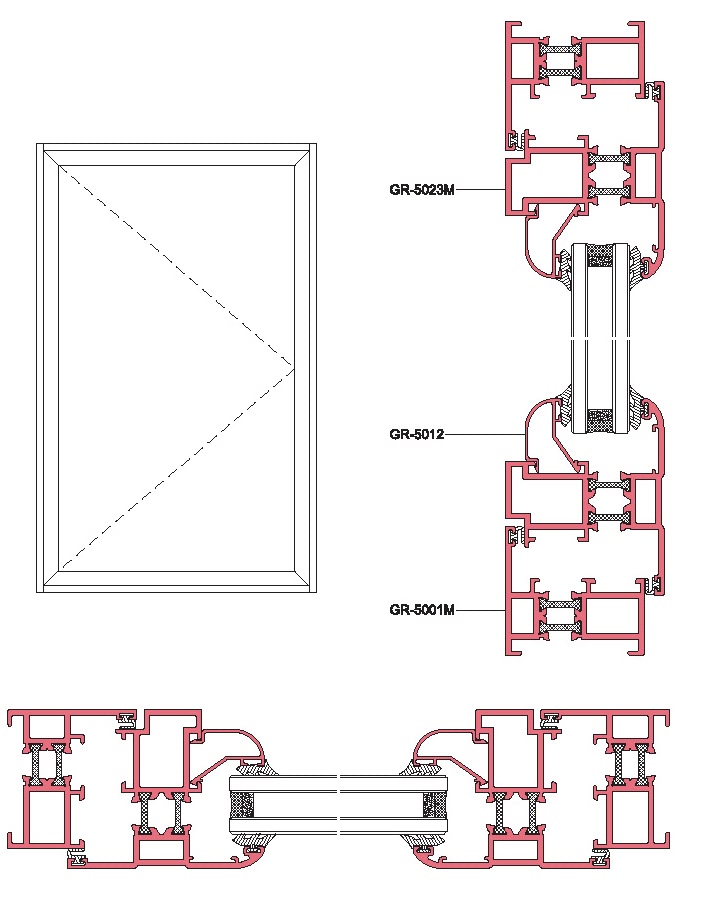 GRS0-1系列隔热外平开窗结构图